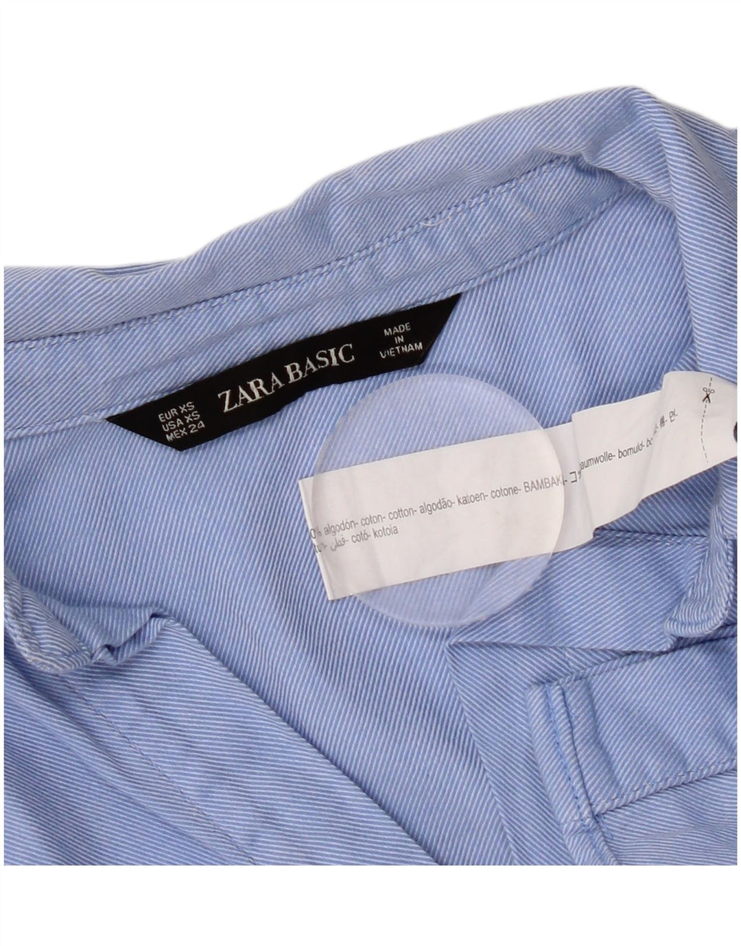 Zara Womens Oversized Shirt UK 6 XS Blue Cotton