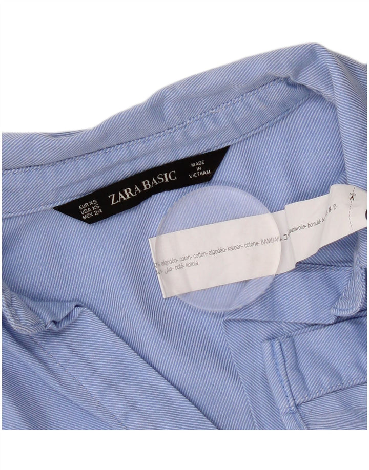 Zara Womens Oversized Shirt UK 6 XS Blue Cotton