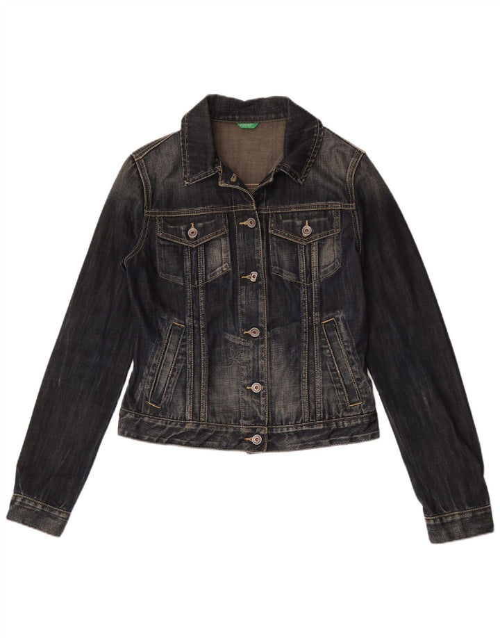 Benetton Womens Denim Jacket UK 12 Medium Navy Blue