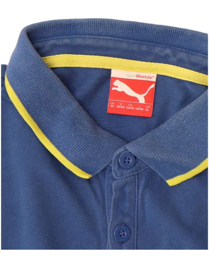 Puma Mens Polo Shirt XL Blue Cotton