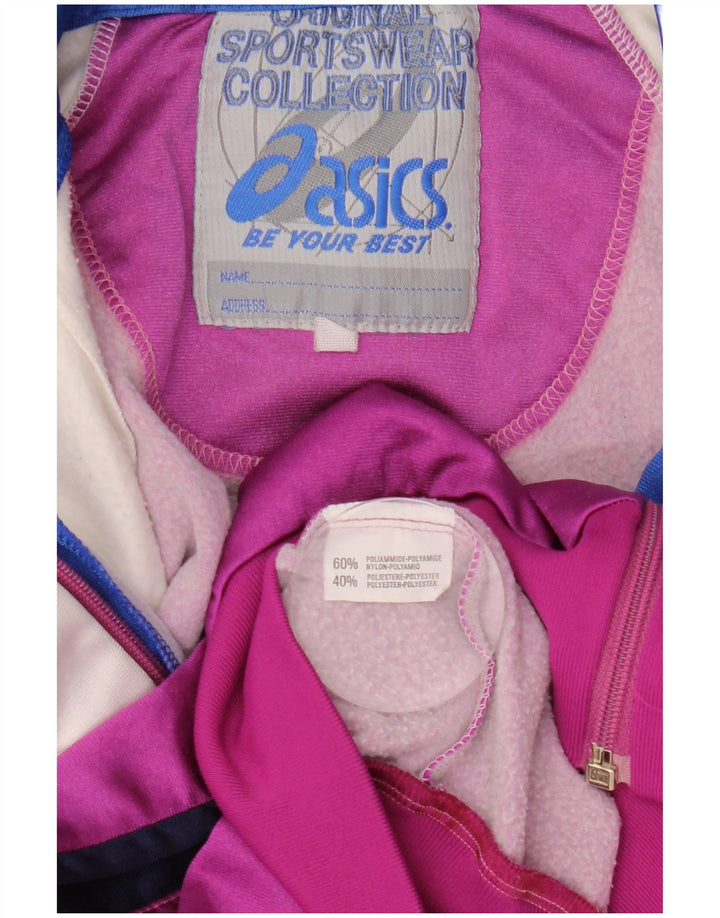 Asics Mens Graphic Full Tracksuit Small Pink Colourblock Polyamide Retro