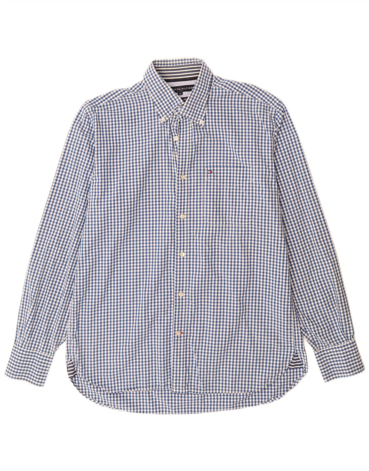 Tommy Hilfiger Mens Checked  Shirt Medium Blue Gingham Cotton