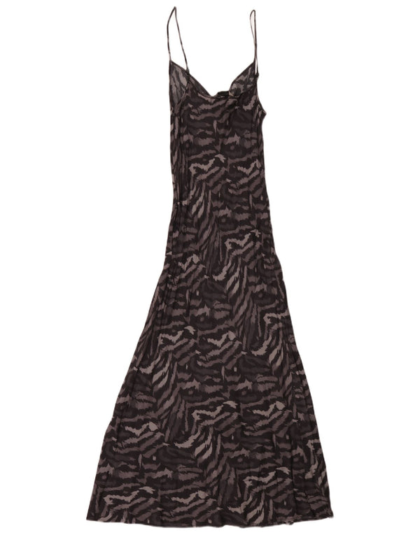 All Saints Womens Sleeveless Maxi Dress UK 6 XS Black Animal Print Viscose