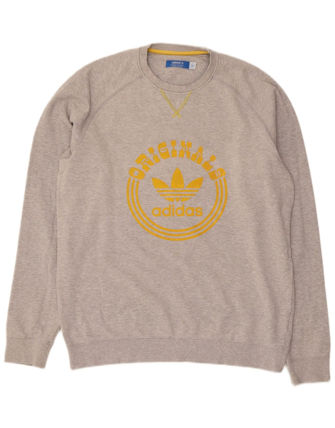 ADIDAS Mens Graphic Sweatshirt Jumper Medium Grey Cotton