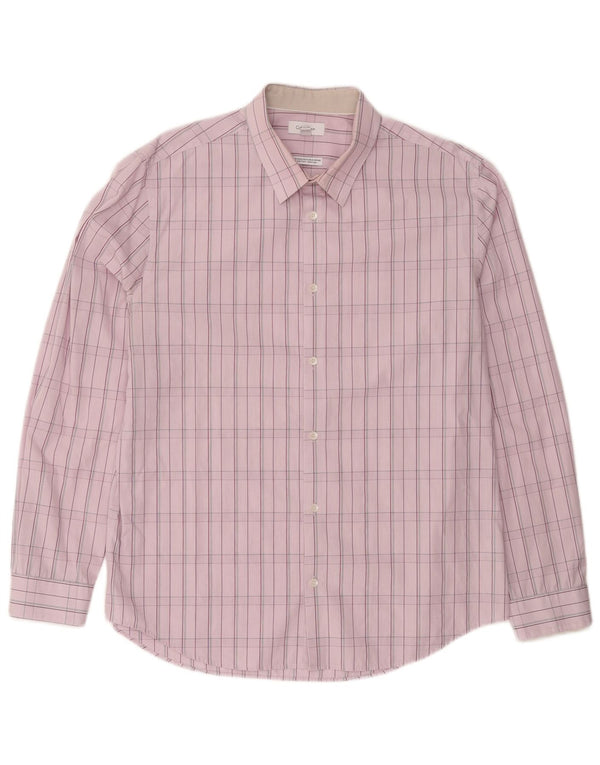 CALVIN KLEIN Mens Shirt Large Pink Check Cotton