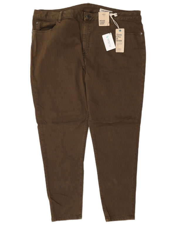 Marks & Spencer Womens Mid Rise Super Skinny Jeans UK 22 3XL W42 L28 Brown