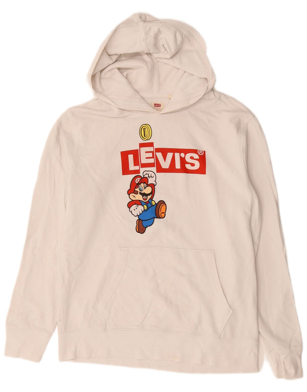 Levi's Mens Super Mario Graphic Hoodie Jumper Small Off White Cotton