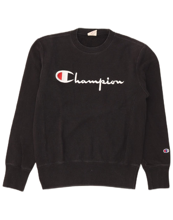 Champion Mens Reverse Weave Graphic Sweatshirt Jumper Medium Black Cotton