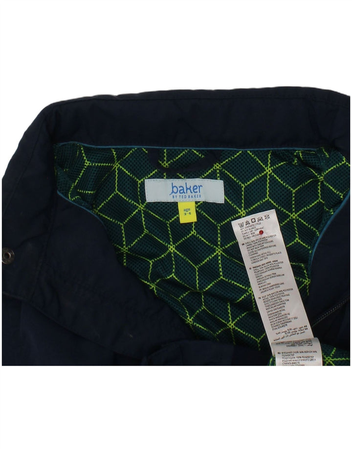TED BAKER Boys Hooded Bomber Jacket 3-4 Years Navy Blue Nylon
