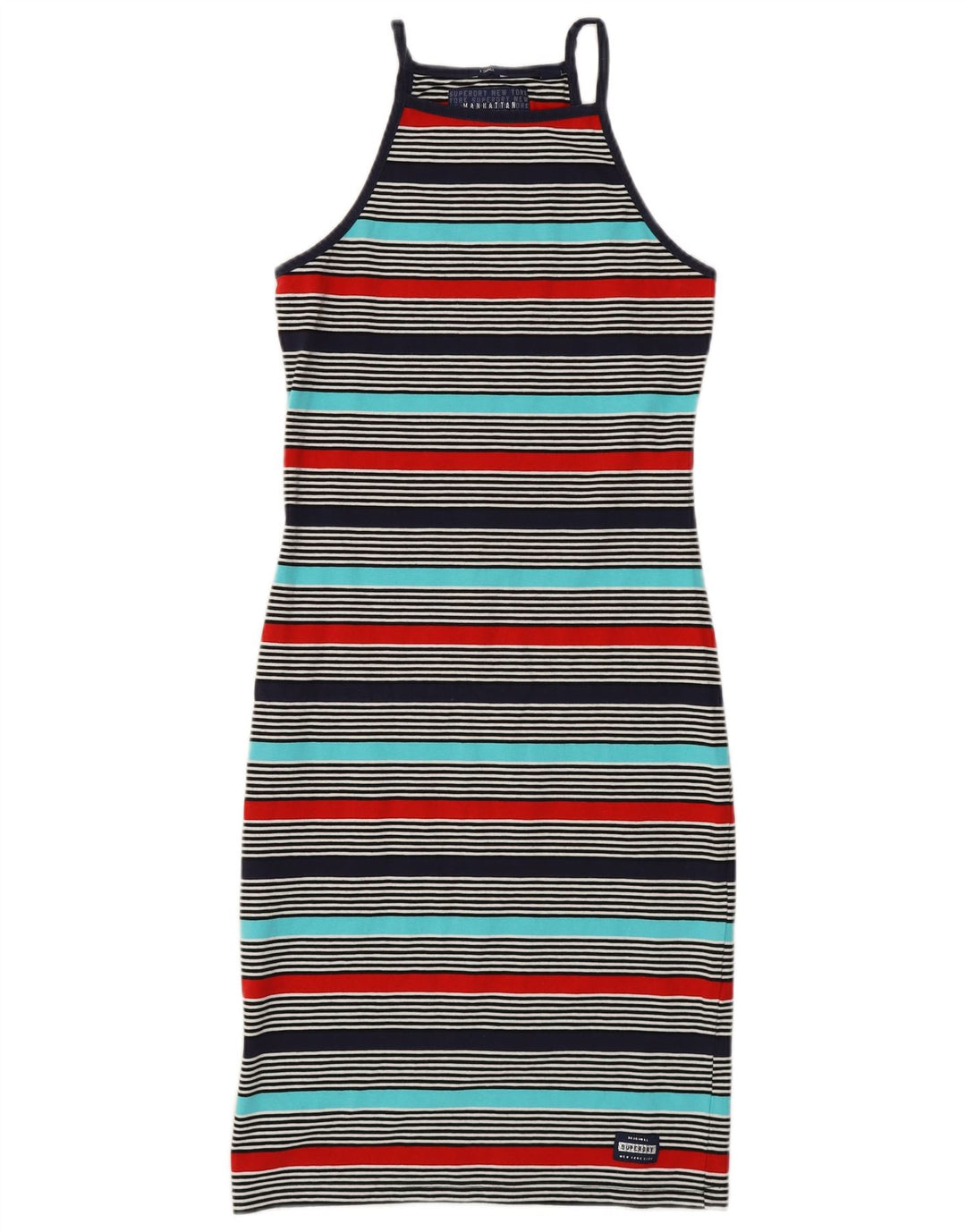 SUPERDRY Womens Manhattan T-Shirt Dress UK 6 XS Multicoloured Striped