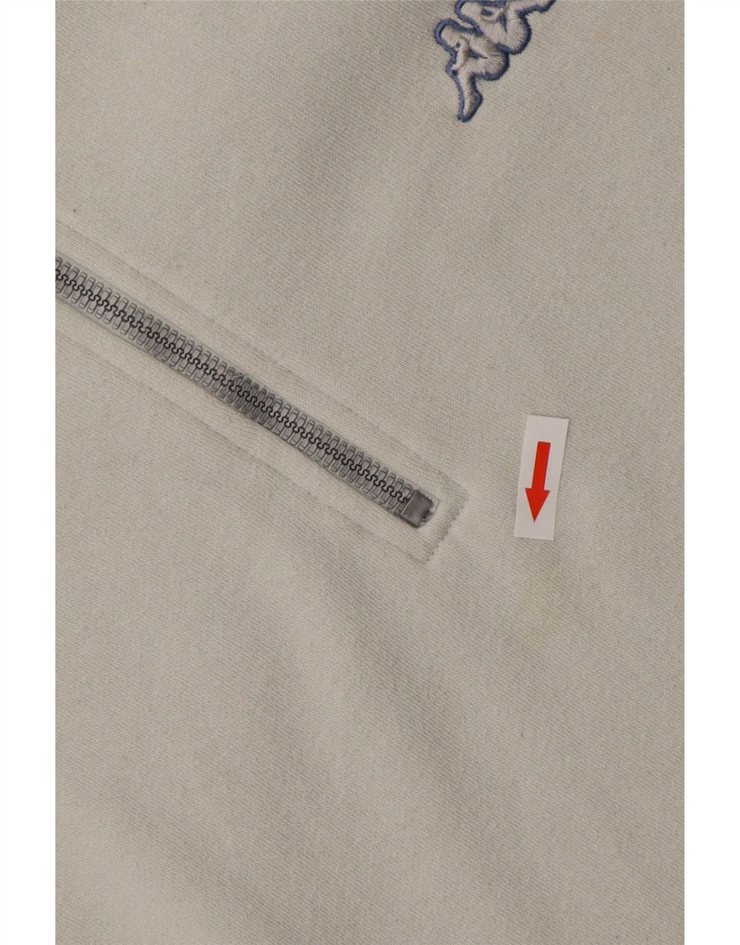 Kappa Mens Zip Neck Sweatshirt Jumper XL Off White Cotton