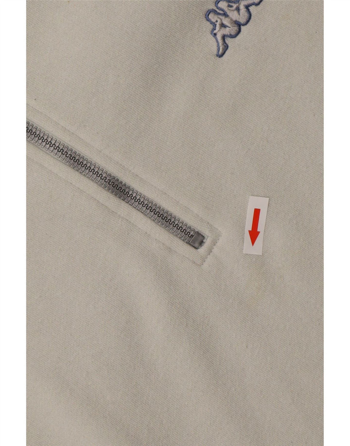 Kappa Mens Zip Neck Sweatshirt Jumper XL Off White Cotton