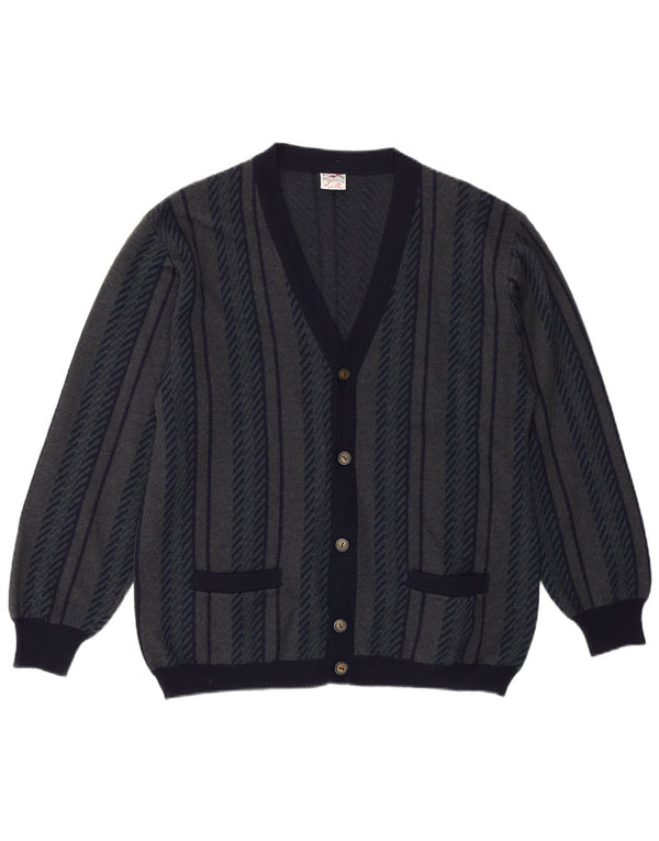 Bernardini Mens Cardigan Sweater Small Navy Blue Geometric