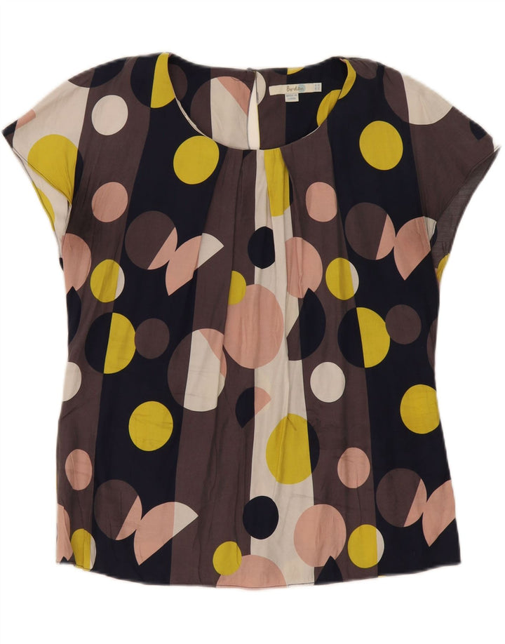 BODEN Womens Blouse Top UK 14 Medium Multicoloured Geometric Viscose Vintage Boden and Second-Hand Boden from Messina Hembry 