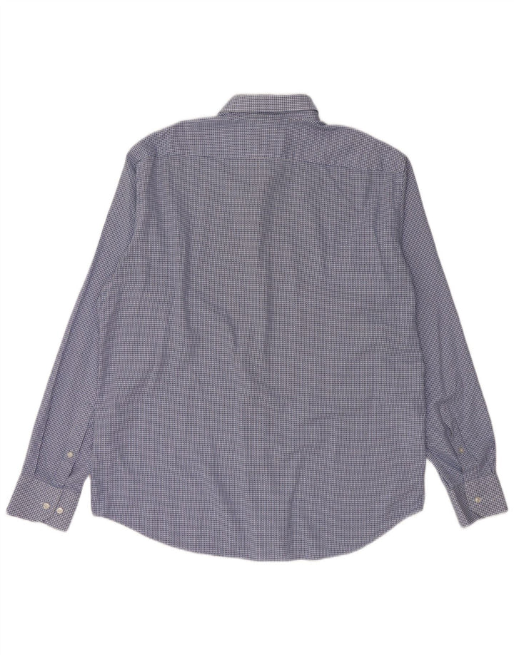 HUGO BOSS Mens Regular Fit Shirt Size 44 17 1/2 XL Blue Houndstooth Cotton