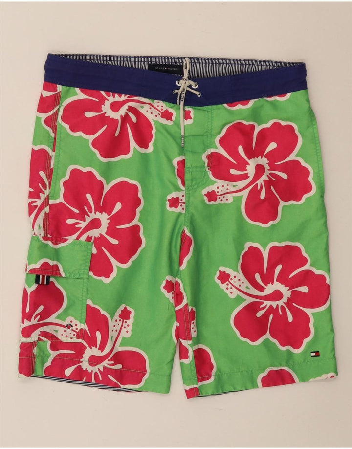 TOMMY HILFIGER Mens Swimming Shorts Small  Green Floral Polyester