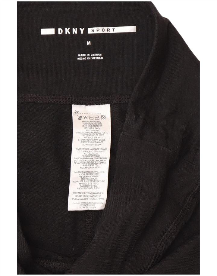Dkny Womens Graphic Leggings UK 12 Medium  Black Cotton