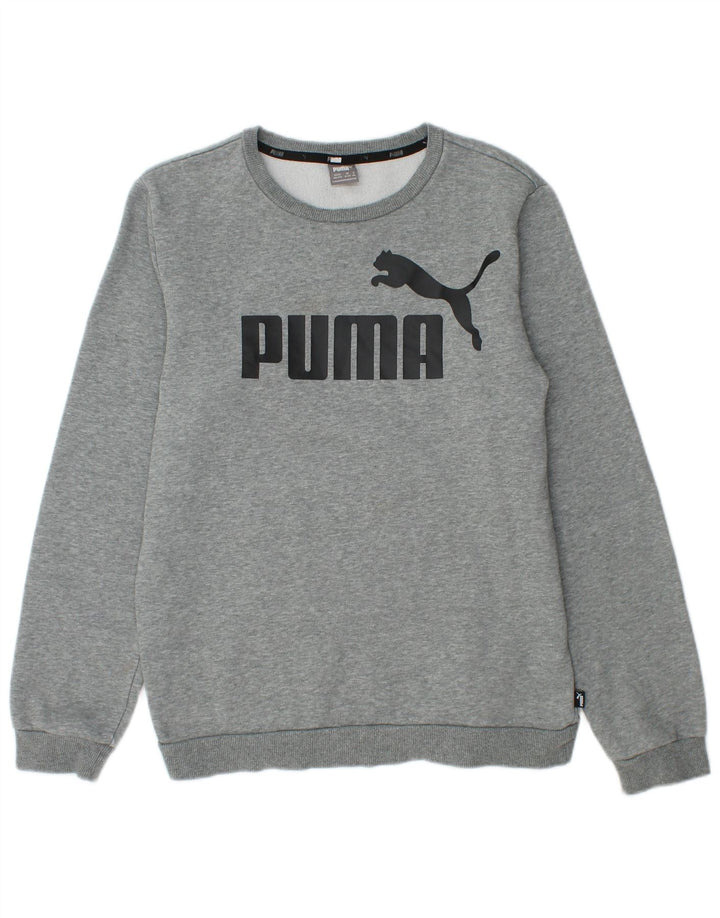 Puma Boys Graphic Sweatshirt Jumper 15-16 Years  Grey Flecked