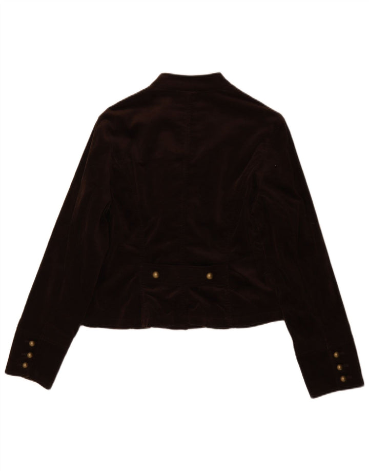 Marks & Spencer Womens 5 Button Velvet Blazer Jacket UK 14 Medium Brown
