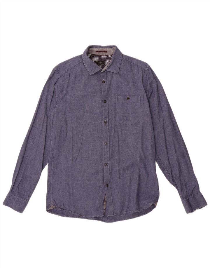 Ted Baker Mens Shirt Size 3 Medium Blue Cotton