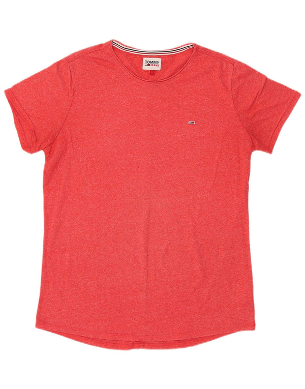 Tommy Hilfiger Mens T-Shirt Top Large Red Flecked Cotton