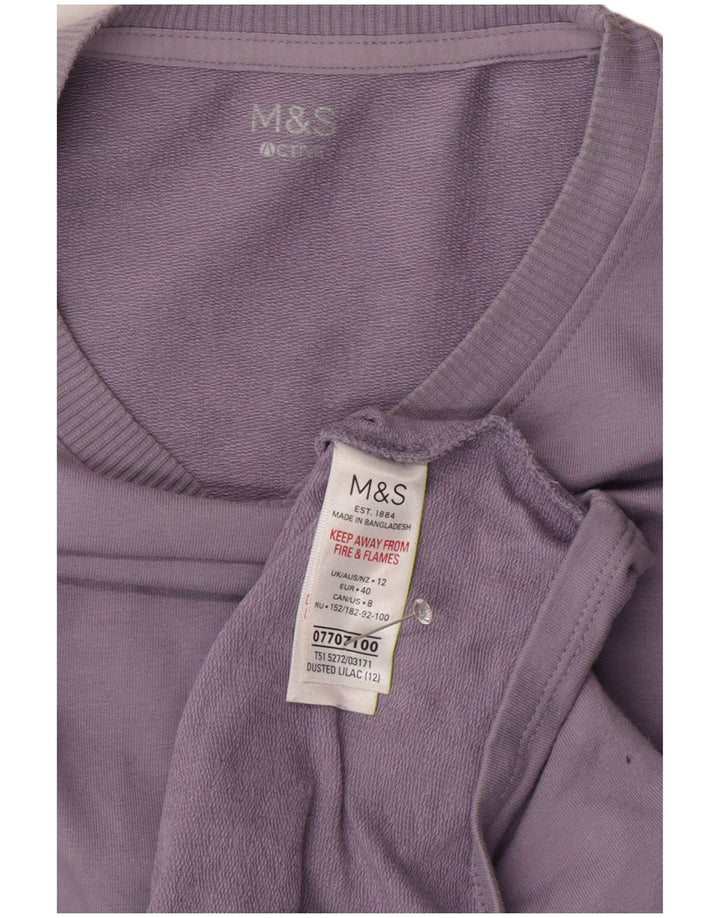 Marks & Spencer Womens Sweatshirt Jumper UK 12 Medium Purple Cotton