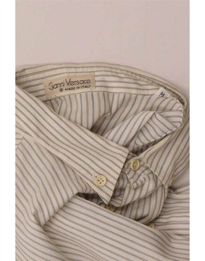 Gianni Versace Mens Shirt Medium White Striped