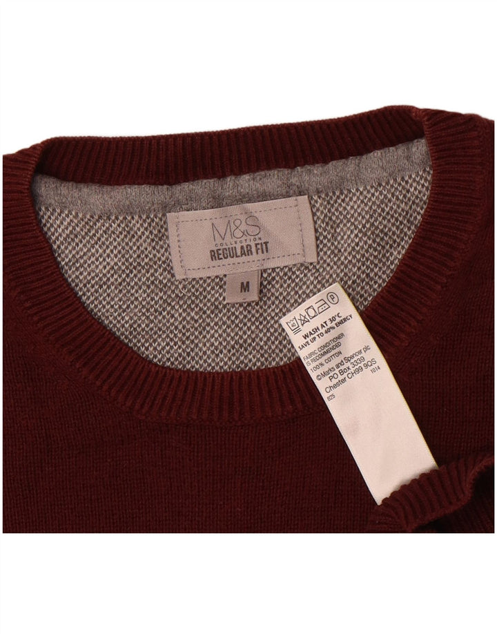 Marks & Spencer Mens Regular Fit Crew Neck Jumper Sweater Medium Burgundy