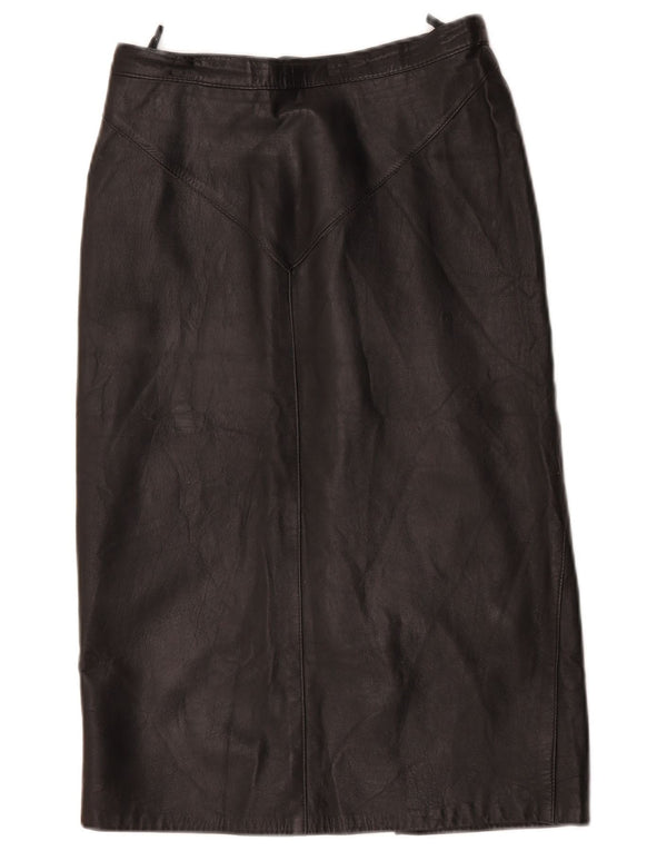 Vintage Womens Leather Skirt W28 Medium Black