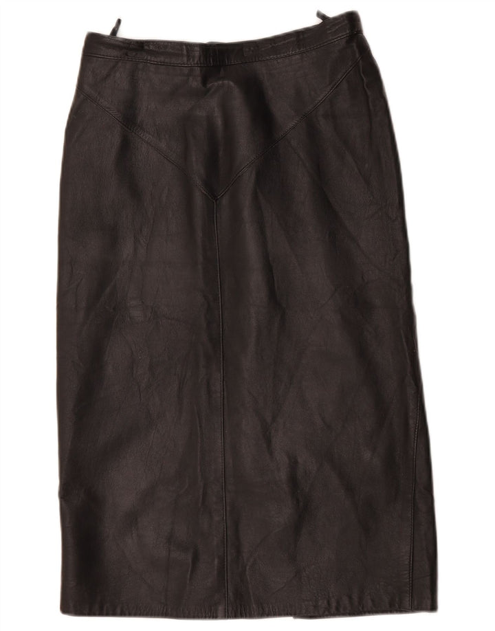 Vintage Womens Leather Skirt W28 Medium Black