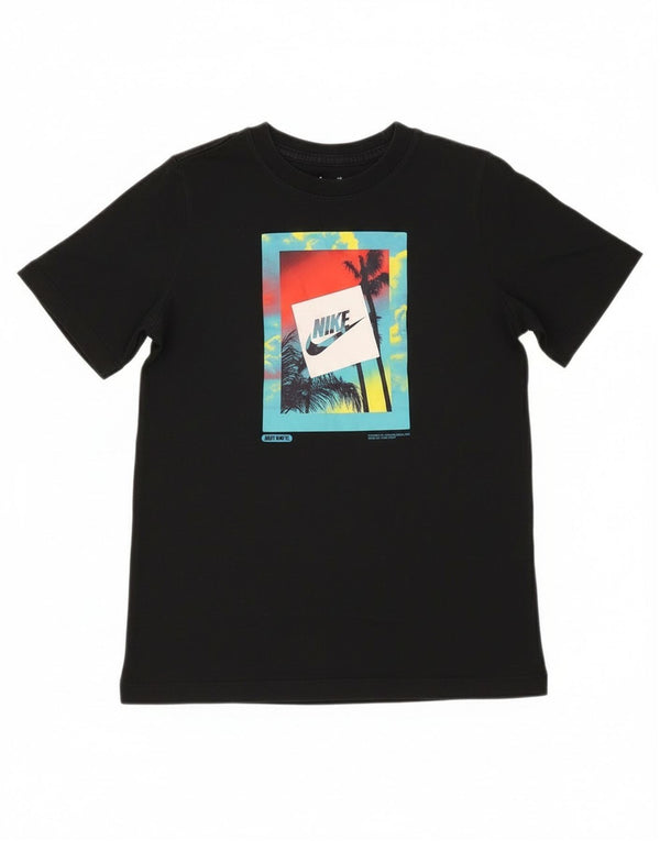 Nike Boys Graphic T-Shirt Top 12-13 Years Large Black Cotton