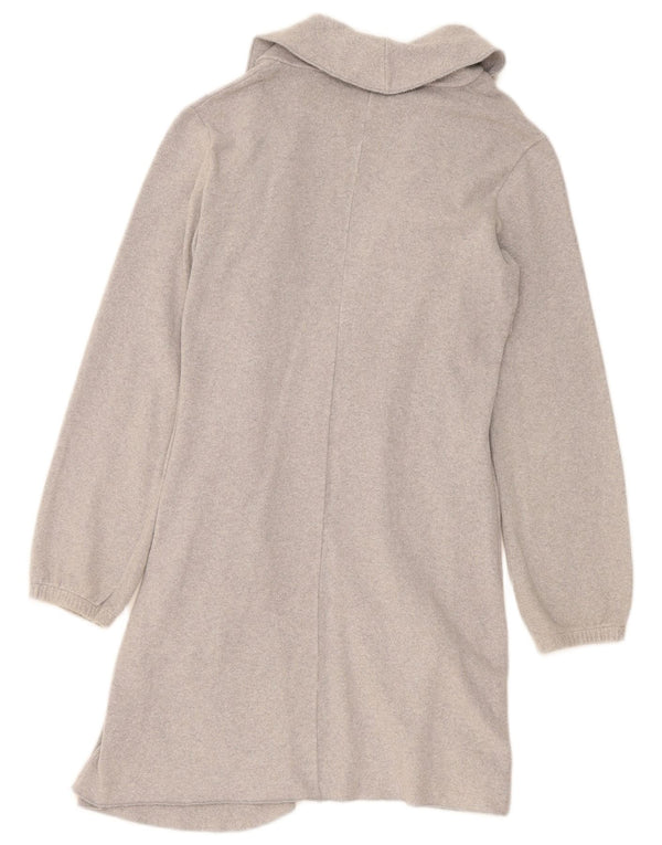 Benetton Womens Longline Open Cardigan Sweater UK 14 Medium Grey