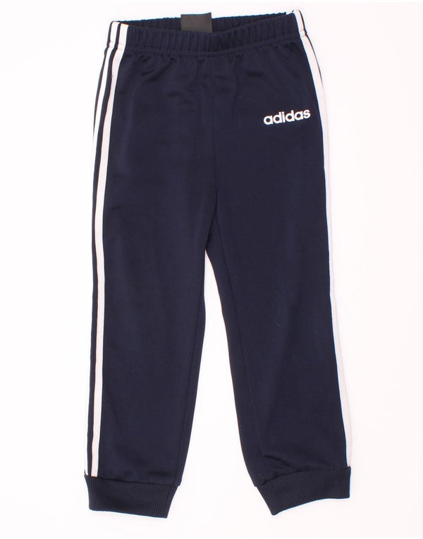 Adidas Boys Tracksuit Trousers Joggers 2-3 Years Navy Blue Polyester