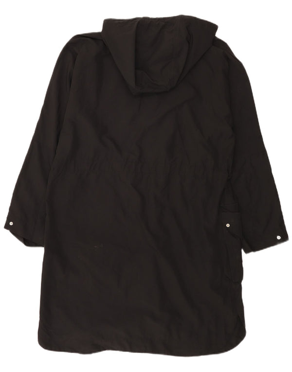 Zara Womens Hooded Loose Fit Raincoat UK 14 Medium Black Polyester