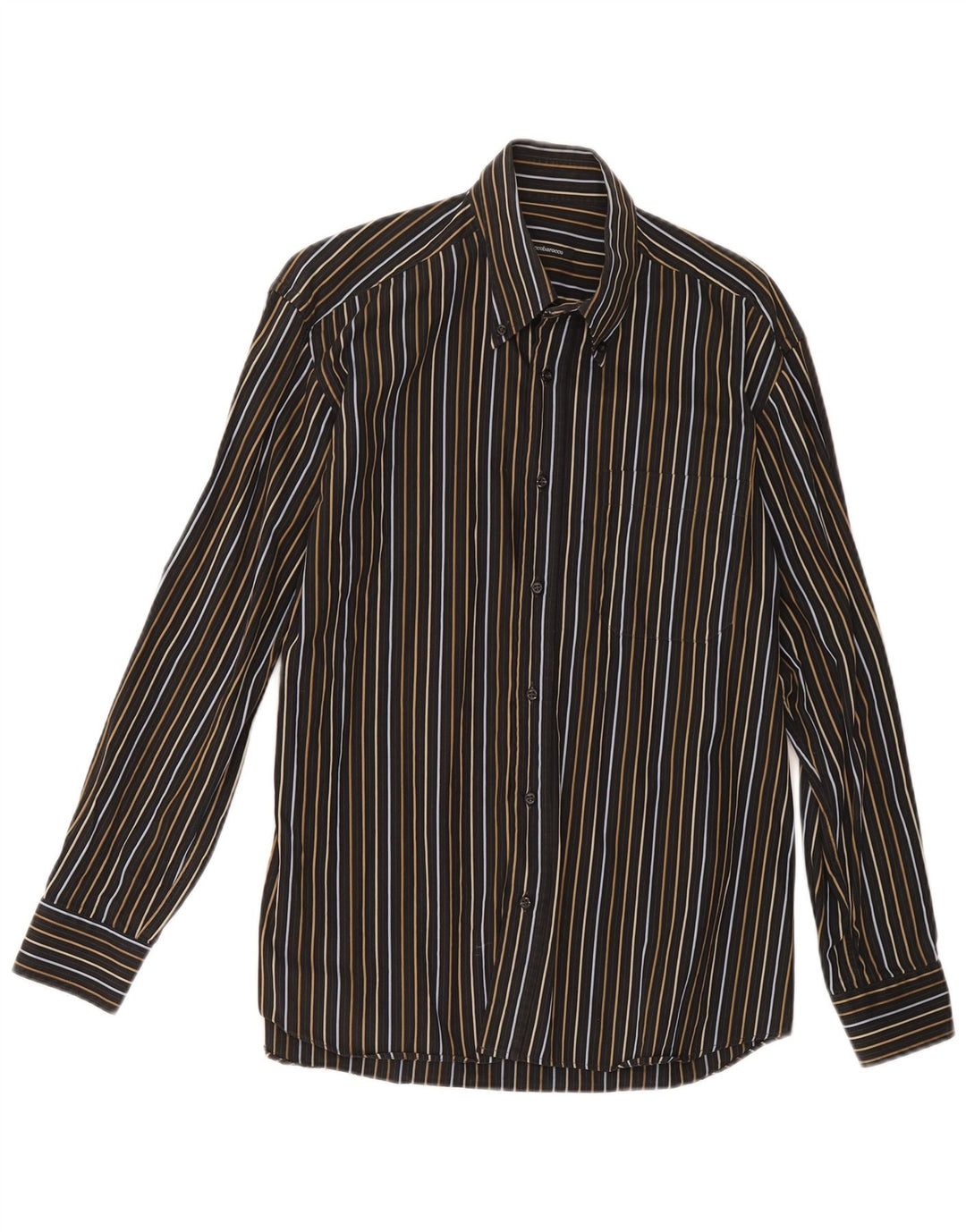 Roccobarocco Mens Shirt Size 39 Medium Black Striped