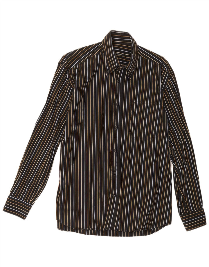 Roccobarocco Mens Shirt Size 39 Medium Black Striped