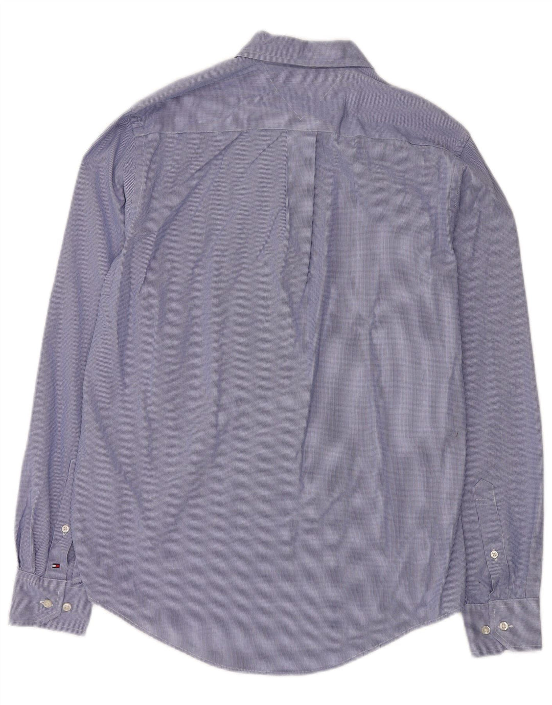 Tommy Hilfiger Mens Custom Fit Shirt Small Blue Houndstooth Cotton Classic