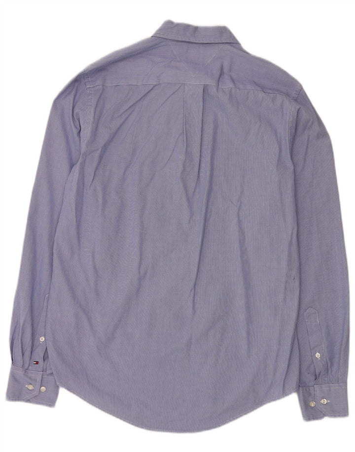 Tommy Hilfiger Mens Custom Fit Shirt Small Blue Houndstooth Cotton Classic