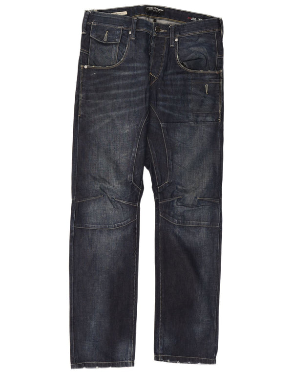 Jack & Jones Mens Anti Fit Straight Jeans W32 L32 Blue Cotton