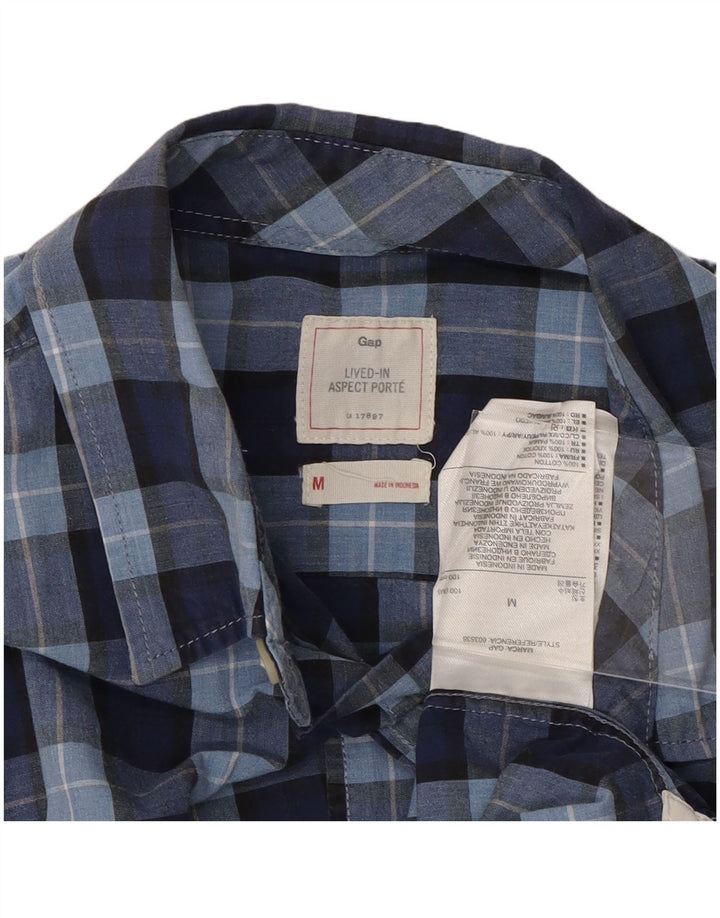 GAP Mens Shirt Medium Navy Blue Check Cotton