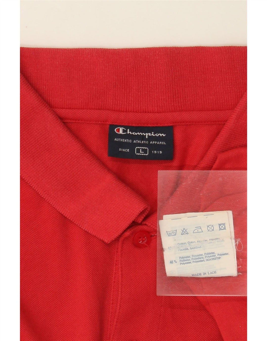 CHAMPION Mens Polo Shirt Large Red Cotton