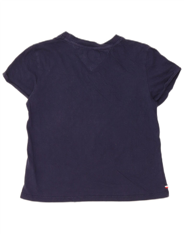 TOMMY HILFIGER Womens Oversized T-Shirt Top UK 2 2XS Navy Blue Cotton