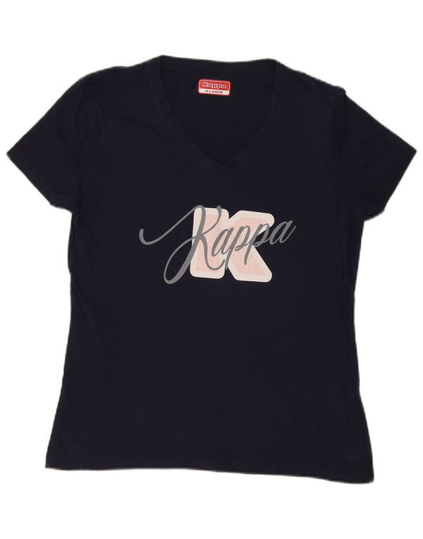 Kappa Womens Graphic T-Shirt Top UK 18 XL Navy Blue Cotton