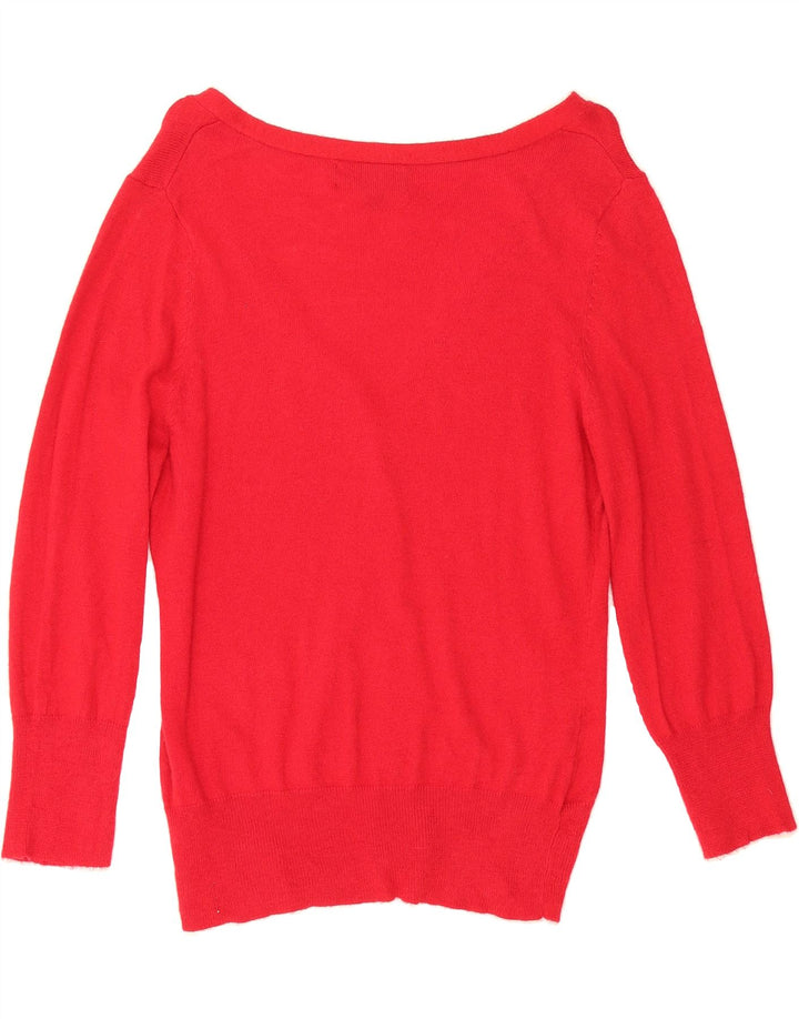 MOSSIMO Womens 3/4 Sleeve Cardigan Sweater UK 12 Medium Red Nylon Vintage Mossimo and Second-Hand Mossimo from Messina Hembry 
