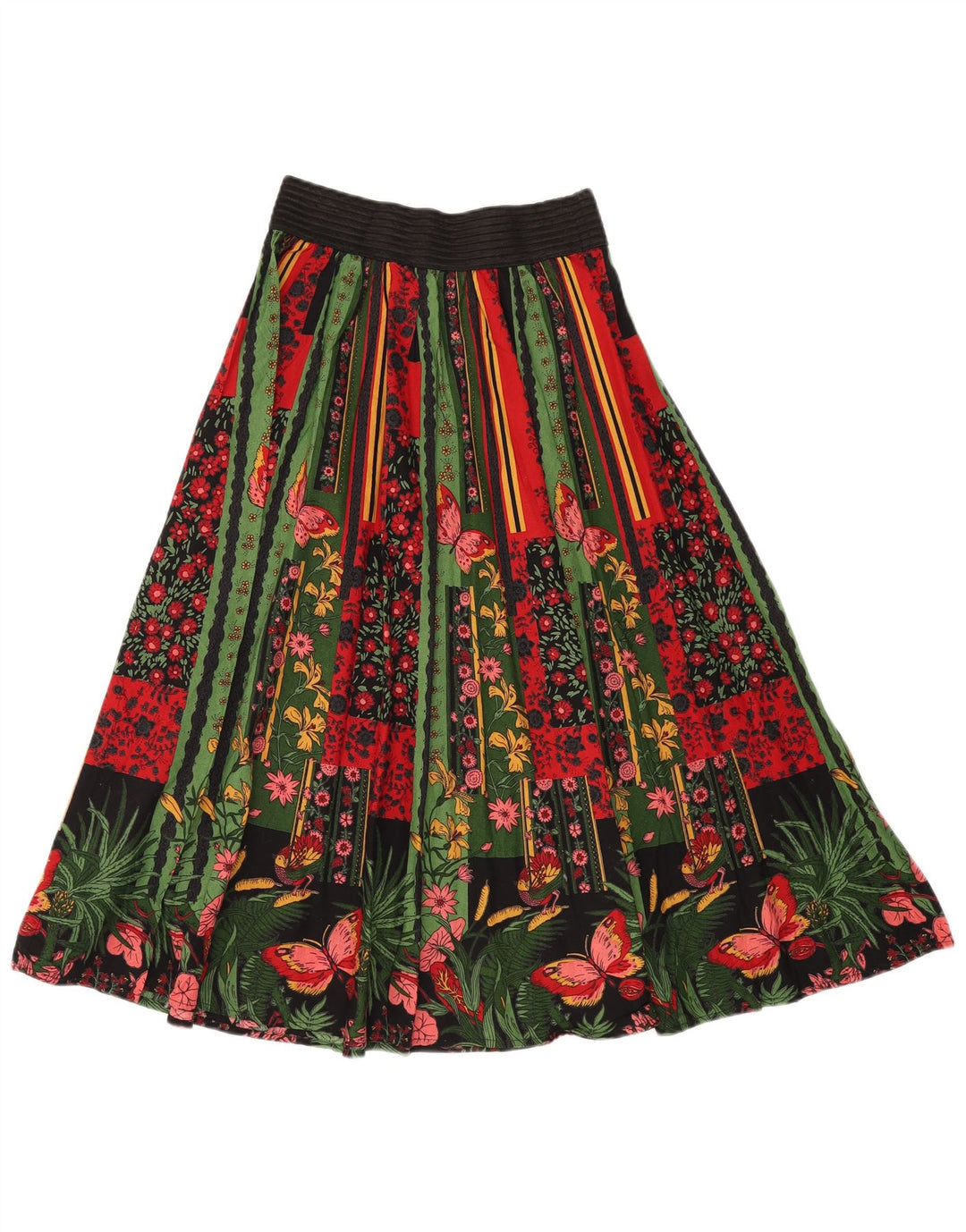 VINTAGE Womens High Waist A-Line Skirt W24 XS  Multicoloured Floral Cotton