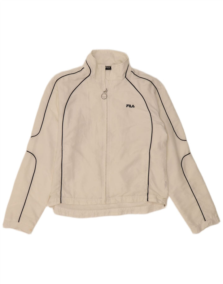 Fila Womens Tracksuit Top Jacket UK 16 Large White Polyester