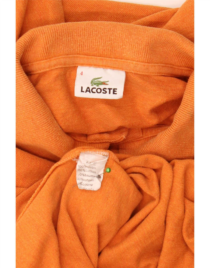 Lacoste Mens Long Sleeve Polo Shirt Size 4 Medium Orange Cotton