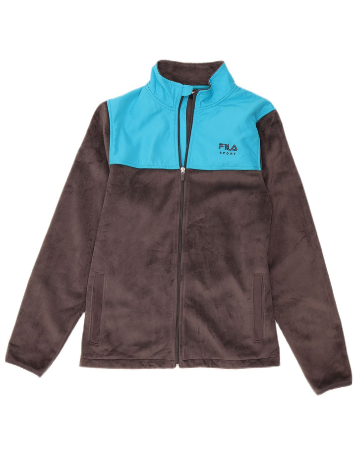 FILA Womens Fleece Jacket UK 14 Medium Grey Colourblock Polyester