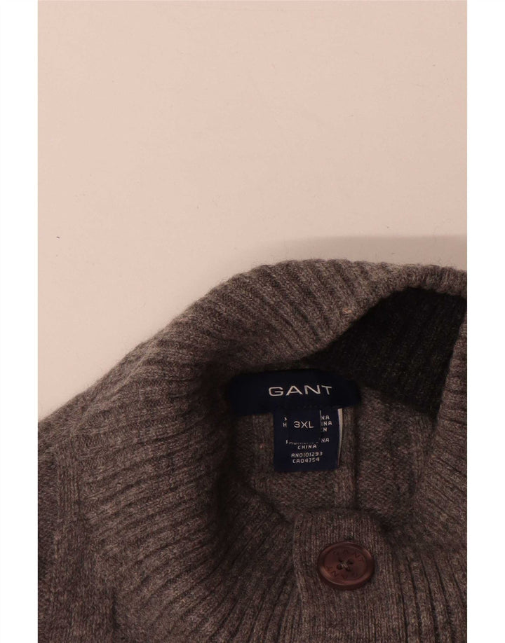 Gant Mens Button Neck Jumper Sweater 3XL Grey Lambswool