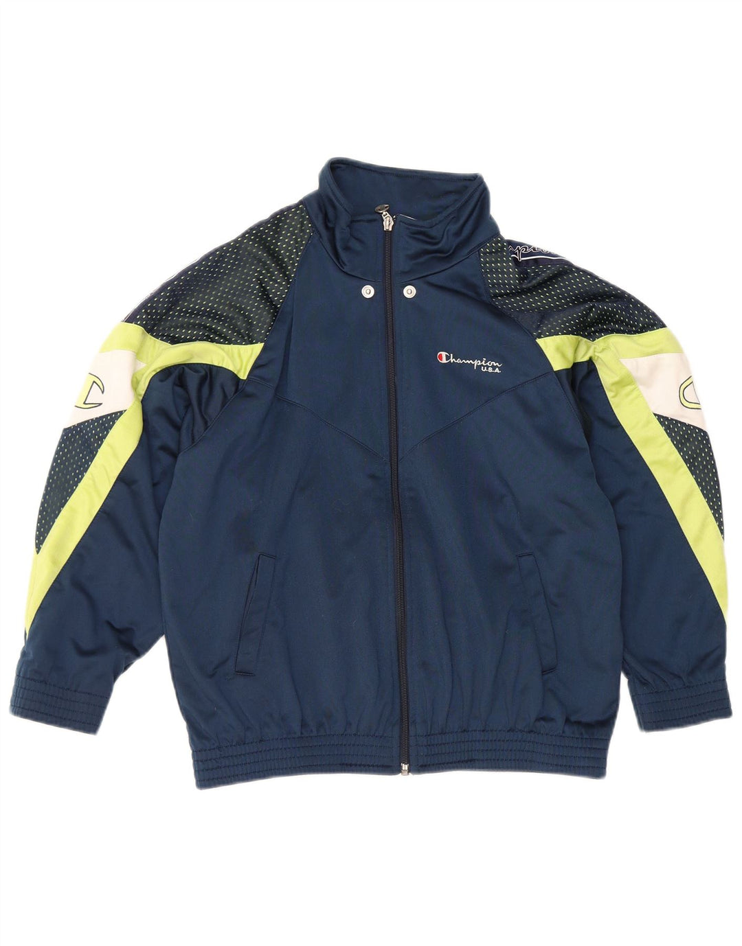 Champion Boys Tracksuit Top Jacket 11-12 Years Large Navy Blue Colourblock